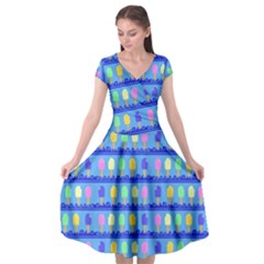 Ice Cream Bar Pattern Cap Sleeve Wrap Front Dress by bloomingvinedesign