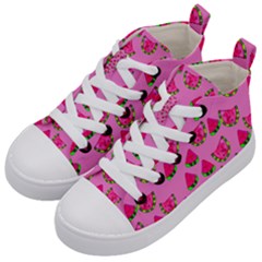 Watermelons Pattern Kids  Mid-top Canvas Sneakers by bloomingvinedesign