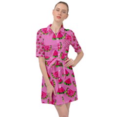 Watermelons Pattern Belted Shirt Dress by bloomingvinedesign