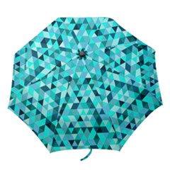 Teal Triangles Pattern Folding Umbrellas by LoolyElzayat