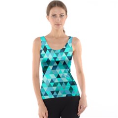 Teal Triangles Pattern Tank Top by LoolyElzayat