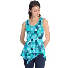 Teal Triangles Pattern Sleeveless Tunic by LoolyElzayat