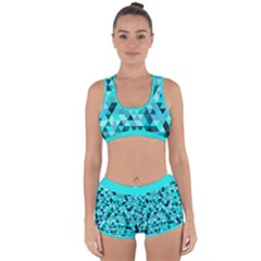 Teal Triangles Pattern Racerback Boyleg Bikini Set by LoolyElzayat