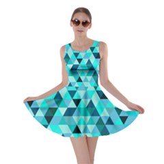 Teal Triangles Pattern Skater Dress by LoolyElzayat