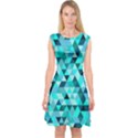 Teal Triangles Pattern Capsleeve Midi Dress View1