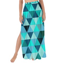 Teal Triangles Pattern Maxi Chiffon Tie-up Sarong by LoolyElzayat