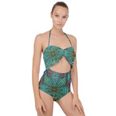 The Most Beautiful Rain Over The Stars And Earth Scallop Top Cut Out Swimsuit by pepitasart