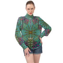 The Most Beautiful Rain Over The Stars And Earth High Neck Long Sleeve Chiffon Top by pepitasart