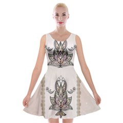 Elegant Decorative Mandala Design Velvet Skater Dress by FantasyWorld7