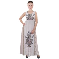 Elegant Decorative Mandala Design Empire Waist Velour Maxi Dress by FantasyWorld7