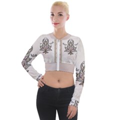 Elegant Decorative Mandala Design Long Sleeve Cropped Velvet Jacket by FantasyWorld7