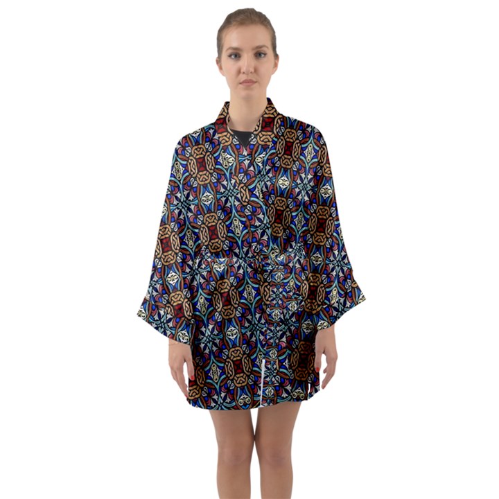 N 9 Long Sleeve Satin Kimono