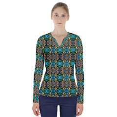 O 4 V-neck Long Sleeve Top