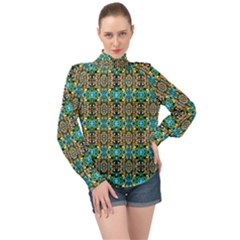 O 4 High Neck Long Sleeve Chiffon Top