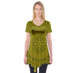 Flowers In Yellow For Love Of The Nature Short Sleeve Tunic  by pepitasart