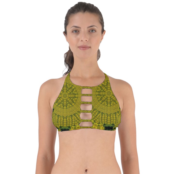 Flowers In Yellow For Love Of The Nature Perfectly Cut Out Bikini Top