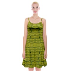 Flowers In Yellow For Love Of The Decorative Spaghetti Strap Velvet Dress by pepitasart