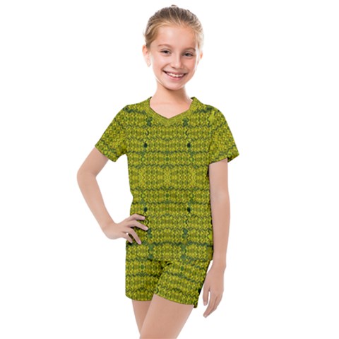 Flowers In Yellow For Love Of The Decorative Kids  Mesh Tee And Shorts Set by pepitasart