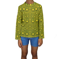 Flower Island With A Sunrise So Peaceful Kids  Long Sleeve Swimwear by pepitasart