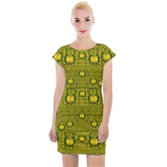 Flower Island With A Sunrise So Peaceful Cap Sleeve Bodycon Dress by pepitasart