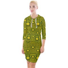 Flower Island With A Sunrise So Peaceful Quarter Sleeve Hood Bodycon Dress by pepitasart