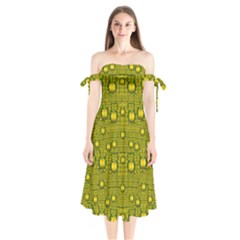 Flower Island With A Sunrise So Peaceful Shoulder Tie Bardot Midi Dress by pepitasart