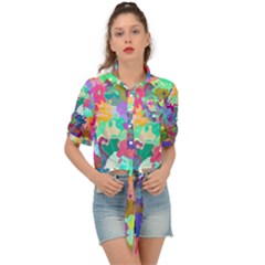 Colorful Spots                                   Tie Front Shirt