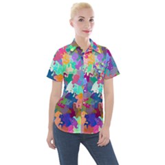 Colorful Spots                                 Women s Short Sleeve Pocket Shirt