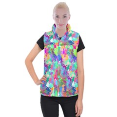 Colorful Spots                                Women s Button Up Puffer Vest by LalyLauraFLM