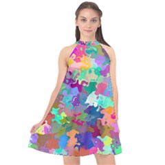 Colorful Spots                                Halter Neckline Chiffon Dress by LalyLauraFLM