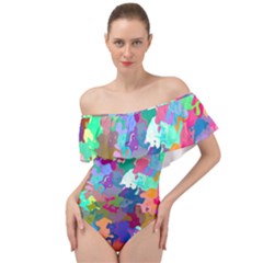 Colorful Spots                                       Off Shoulder Velour Bodysuit