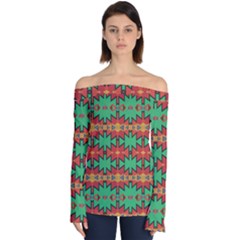 Tribal Pattern                                 Off Shoulder Long Sleeve Top