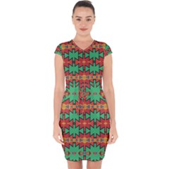 Tribal Pattern                                   Capsleeve Drawstring Dress by LalyLauraFLM