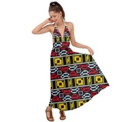 Rectangles And Other Shapes Pattern                                     Backless Maxi Beach Dress