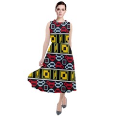 Rectangles And Other Shapes Pattern                                       Round Neck Boho Dress