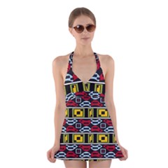 Rectangles And Other Shapes Pattern                                       Halter Swimsuit Dress by LalyLauraFLM