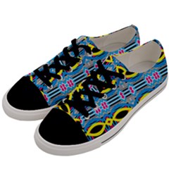 Yellow And Blue Ovals                                    Men s Low Top Canvas Sneakers by LalyLauraFLM