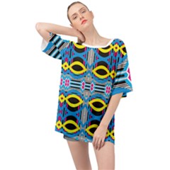 Yellow And Blue Ovals                                   Oversized Chiffon Top