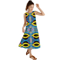 Yellow And Blue Ovals                                        Summer Maxi Dress