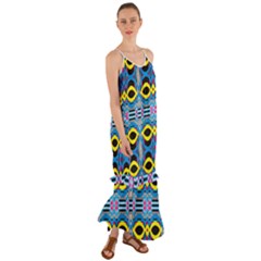 Yellow And Blue Ovals                                        Cami Maxi Ruffle Chiffon Dress