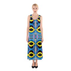 Yellow And Blue Ovals                                     Full Print Maxi Dress by LalyLauraFLM