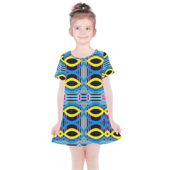 Yellow and blue ovals                                    Kids  Simple Cotton Dress