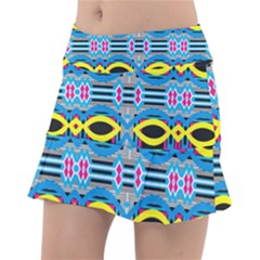 Yellow And Blue Ovals                                     Tennis Skirt