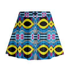 Yellow And Blue Ovals                                       Mini Flare Skirt by LalyLauraFLM