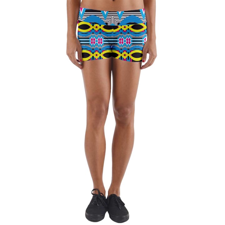 Yellow and blue ovals                                   Yoga Shorts