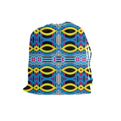 Yellow And Blue Ovals                                     Drawstring Pouch by LalyLauraFLM