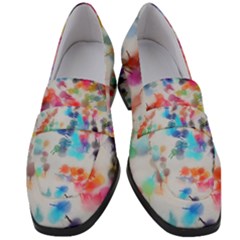 Paint Splashes Canvas                                   Women s Chunky Heel Loafers by LalyLauraFLM