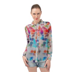 Paint Splashes Canvas                                    Long Sleeve Chiffon Shirt