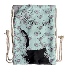 Wide Eyed Girl Drawstring Bag (large) by snowwhitegirl