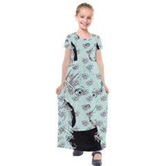 Wide Eyed Girl Kids  Short Sleeve Maxi Dress by snowwhitegirl